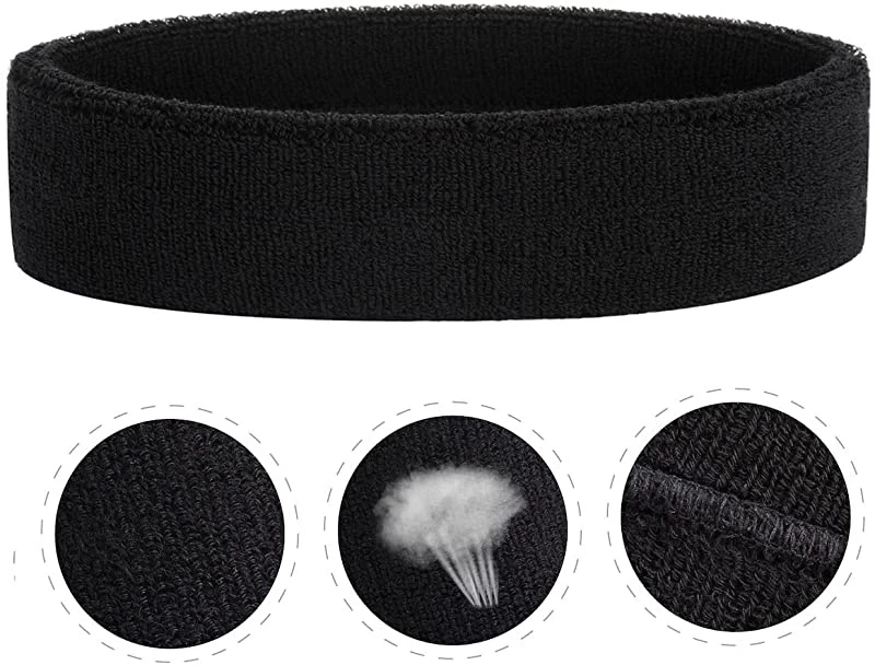 (Black/Grey/Pink) - OnUpgo Sweatband Headband for Men & Women - 3PCS Sports Headbands Moisture Wicking Athletic Cotton Terry Cloth Sweatband Sweat Absorbin