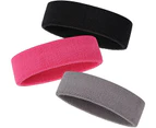 (Black/Grey/Pink) - OnUpgo Sweatband Headband for Men & Women - 3PCS Sports Headbands Moisture Wicking Athletic Cotton Terry Cloth Sweatband Sweat Absorbin