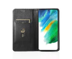 For Samsung Galaxy S21 FE Wallet Case Flip Leather Card Slots Magnetic Stand Cover (Black)
