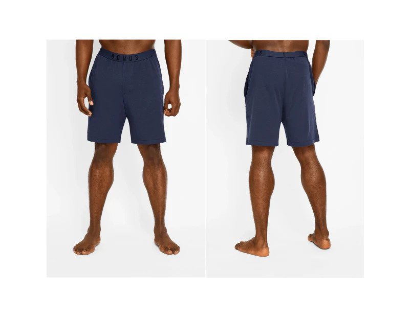 Bonds Mens Comfy Livin Jersey Everyday Cotton Grey Navy Black Shorts Cotton - Navy KGE