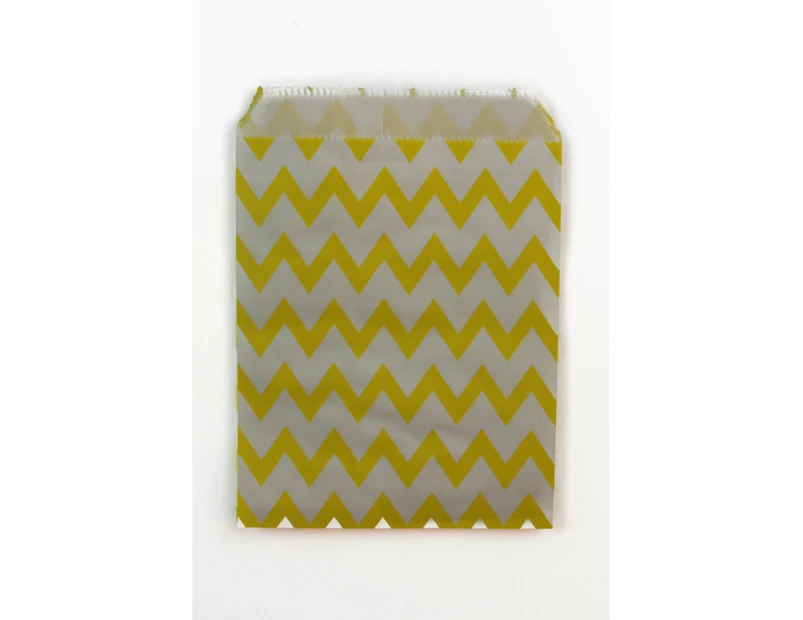 10 Paper Lolly Bags Bag Wedding Birthday Favour Favours Gift Chevron Dots Lines - Yellow Small Zig Zags