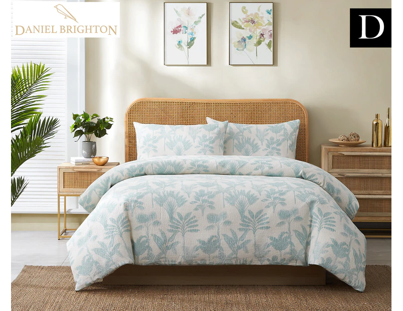 Daniel Brighton Matelassé Printed Double Bed Quilt Cover Set - Melia Seafoam