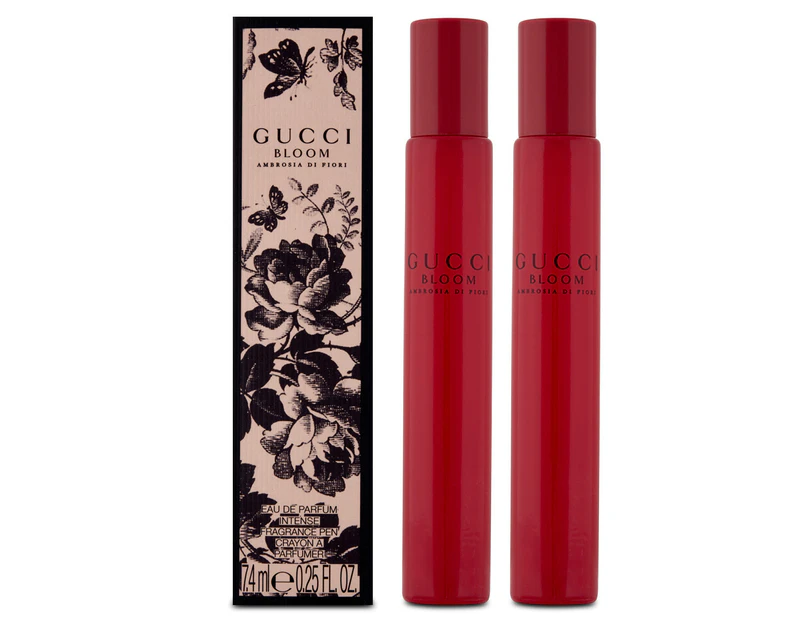 2 x Gucci Bloom Ambrosia Di Fiori Intense For Women EDP Perfume Roller Ball 7.4mL