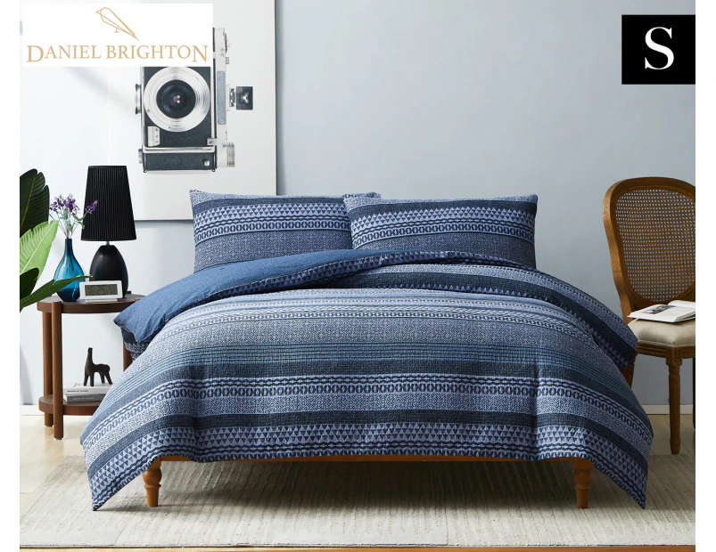 Daniel Brighton Matelassé Printed Single Bed Quilt Cover Set - Zana Blue