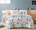 Daniel Brighton Cotton Slub Printed Queen Bed Quilt Cover Set - Protea Blossom