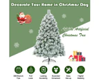 Costway 1.8M/6FT Christmas Tree Hinged Xmas Tree Snowy Pine Needles Mixed PVC, Home Decor Gift Green