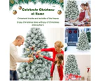 Costway 1.8M/6FT Christmas Tree Hinged Xmas Tree Snowy Pine Needles Mixed PVC, Home Decor Gift Green