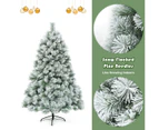 Costway 1.8M/6FT Christmas Tree Hinged Xmas Tree Snowy Pine Needles Mixed PVC, Home Decor Gift Green