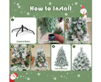 Costway 1.8M/6FT Christmas Tree Hinged Xmas Tree Snowy Pine Needles Mixed PVC, Home Decor Gift Green