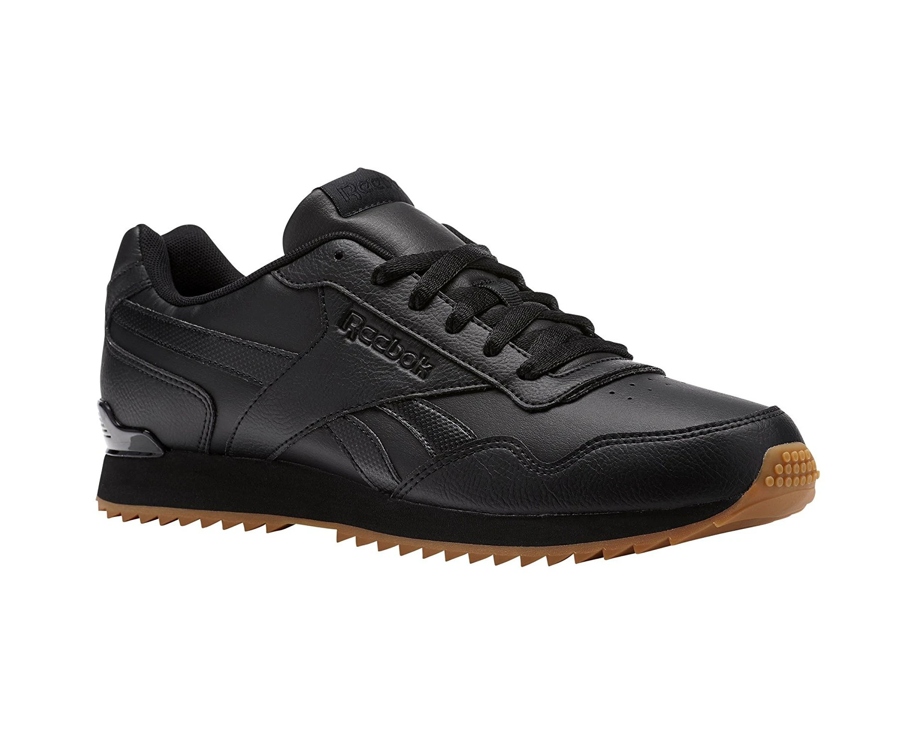 (9.5 UK, Black (Black/Gum)) - Reebok Men’s Royal Glide Ripple Clip Trainers, White