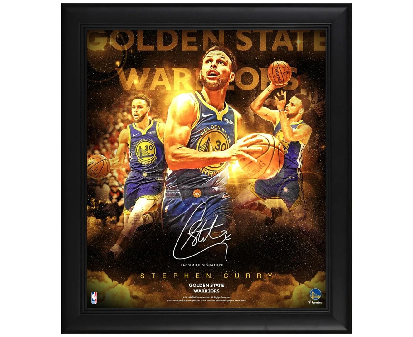 Stephen Curry Golden State Warriors Facsimile Signed Official Nba Print Framed - 3955