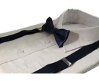 Boys Adjustable Navy 65cm Suspenders & Matching Bow Tie Set Polyester
