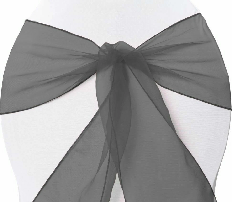 25 X Organza Bows Chair Sashes Wedding Engagement Seat Bow Black Organic