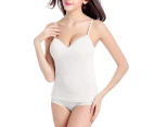 Womens Padded Camisole Top Ladies Singlet Cami White Black Nude S M L Viscose - White