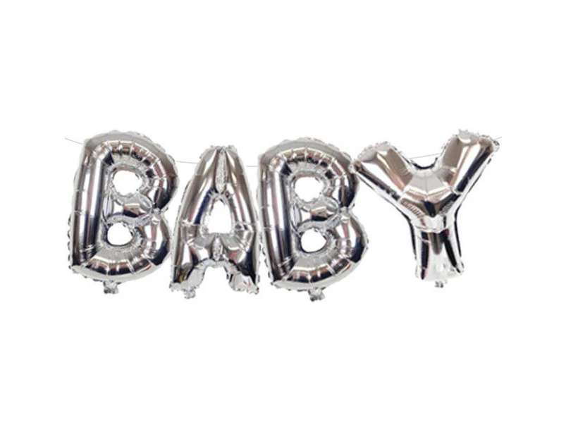 Baby Foil Balloons Shower Party Decorations Gold Silver Small 16'' 40cm - Silver