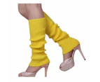 Women Leg Warmers Socks Wooly Knitted Wool Warmer Black Blue Red Fluro Neon 80S Knit - Yellow