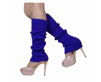 Women Leg Warmers Socks Wooly Knitted Wool Warmer Black Blue Red Fluro Neon 80S Knit - Royal Blue