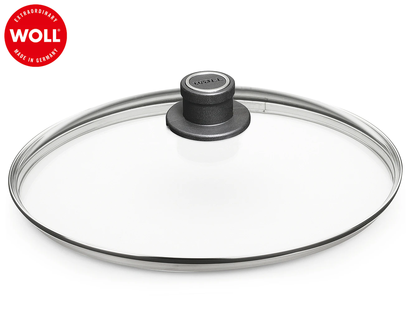 Woll 32cm Diamond Lite Fixed Knob Safety Glass Lid