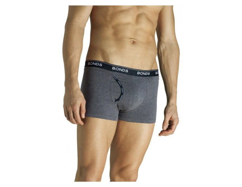 Authentic Bonds Mens Guyfront Trunk Trunks Underwear Shorts Briefs Cotton - Grey/Black