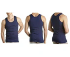 Authentic Mens Bonds 3 Pack Chesty Cotton Singlets Mens Singlet Tee Underwear Cotton - Navy