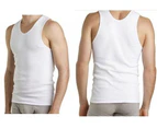 Mens Bonds 3 Pack White Navy Chesty Cotton Singlets Underwear Mens Singlet Tee Cotton - White