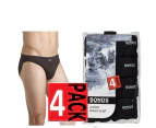 Bonds Mens 4 Pairs Black Action Bikini Brief Underwear Jocks Size S M L Xl Xxl Cotton - Black