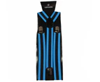 Mens Pattern Print Adjustable Suspenders Braces Costume Womens + Black Bow Tie - Light Blue with Black Stripe