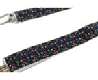 Mens Pattern Print Adjustable Suspenders Braces Costume Womens + Black Bow Tie - Rainbow Skulls 1