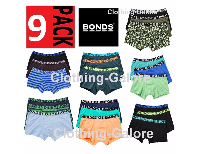 Boys Bonds Kids Underwear Bulk 9 Pairs Trunks Trunk Boyleg Boxer Shorts Cotton - Random 9 Pack