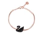 Swarovski Crystal Black Large Swan Bracelet, Earings Rose Gold Sets 3