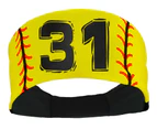 (Yellow, #31) - Player ID Softball Stitch Headband (numbers 00-39)