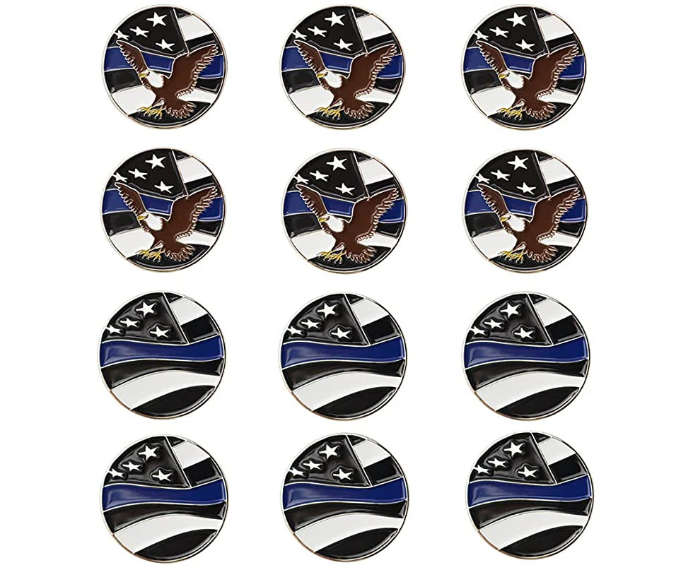 (American Flag 2) - GOLTERS Golf Ball Markers Assorted Patterns Value Pack of 12 Golf Gifts, Golf Cap Clips and Divot Repair Tools Parter Accessories Sets