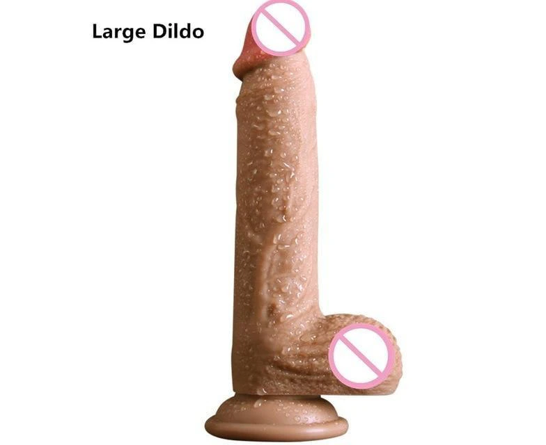 Realistic Cock Balls Dildo Suction Cup Skin Silicone Soft Dong Kink Fetish