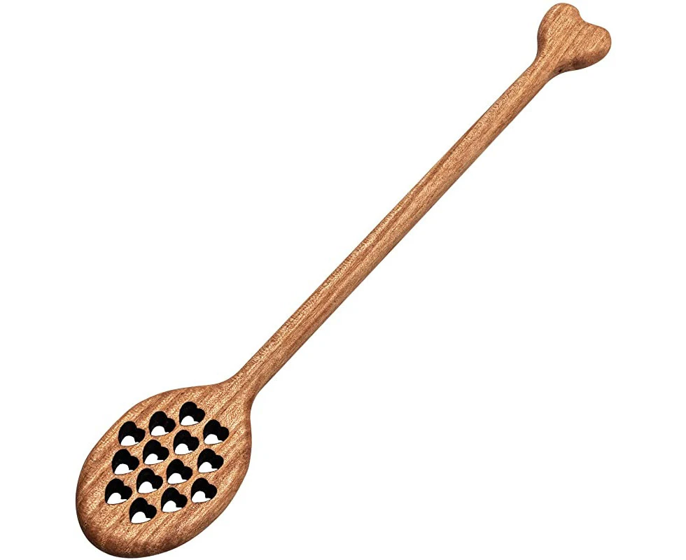 (1 Heart) - Wooden Honey Dipper Organic Honey Spoon with Heart Handmade Honey Drizzler and Mixing Stirrer (1 Pack - 17cm )