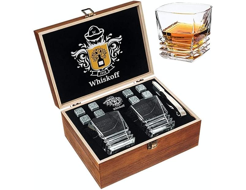 Whiskey Glass Set of 6-300ml Crystal Whisky Glass Tumblers for Cocktails Bourbon Scotch Liquor with Coasters and Luxury Box 