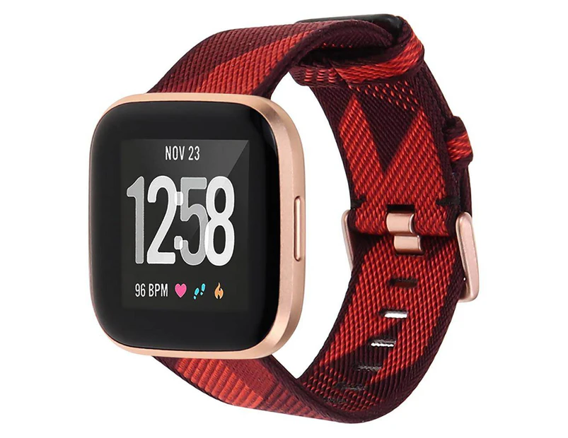 Fitbit Versa 2 Canvas Fabric Replacement Band - Red/Black