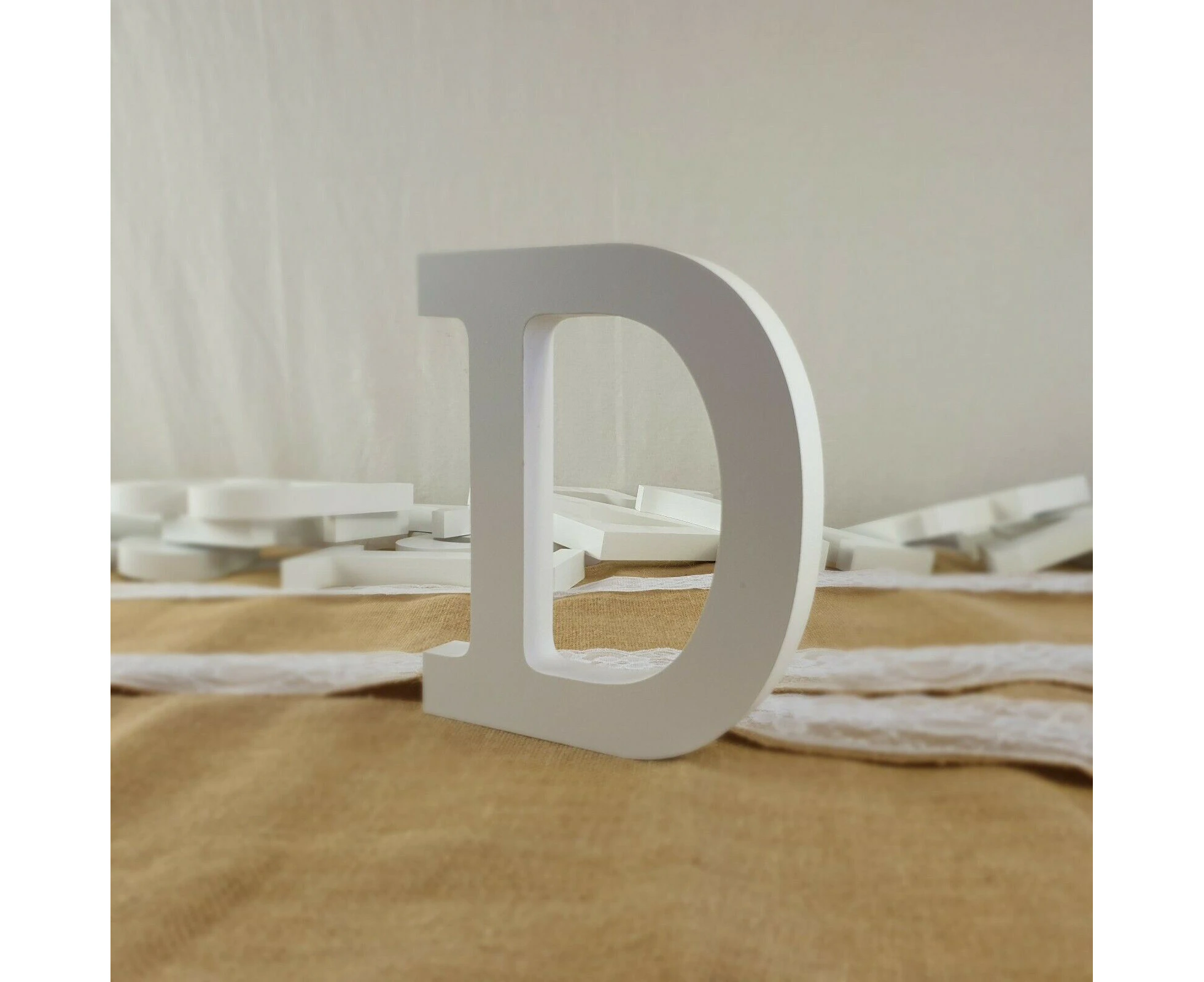 Large Wooden Letters White 23cm Alphabet Letter Wedding Home Birthday Party Wood - White D