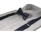 Boys Adjustable Gunmetal 65cm Suspenders & Matching Bow Tie Set Polyester