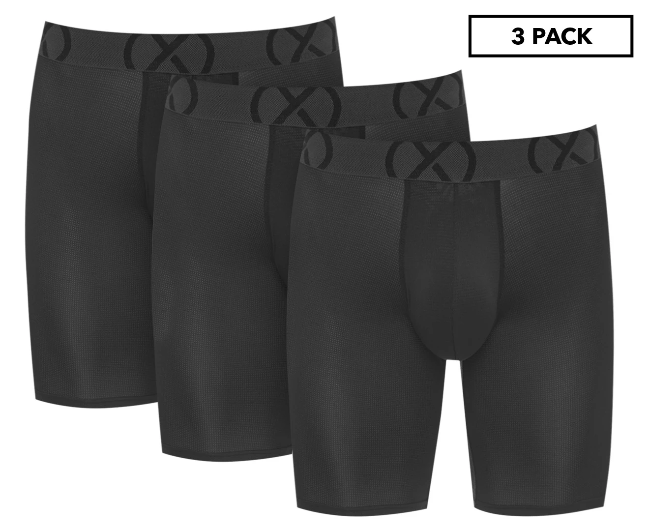 2XIST Men's 9-Inch Sport Mesh Boxer Briefs 3-Pack - Black