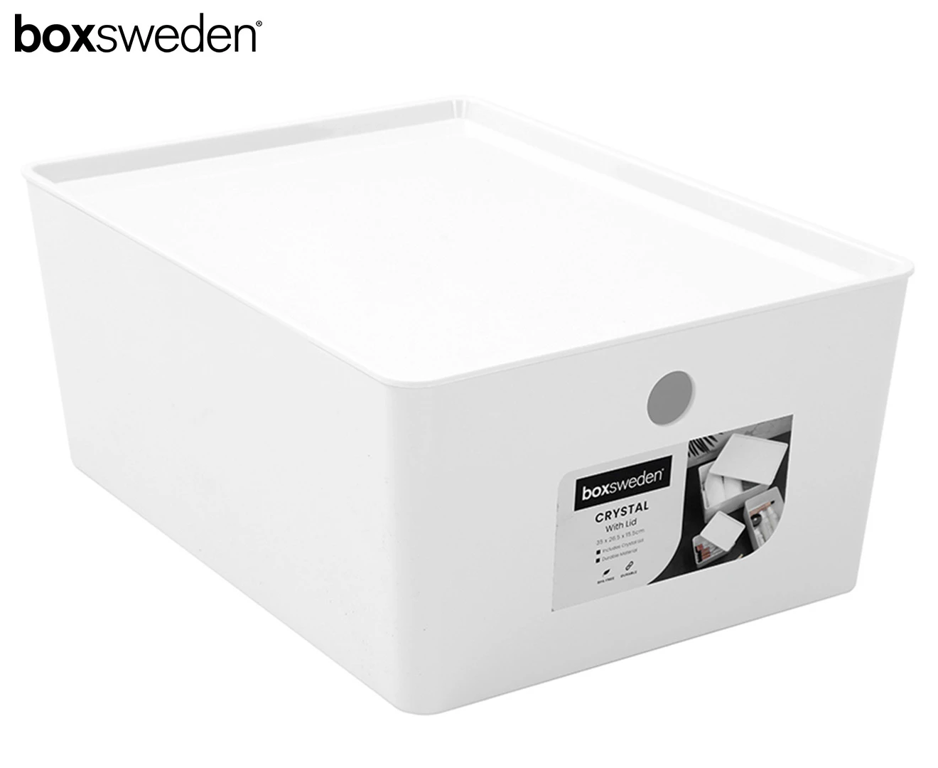 Boxsweden Crystal 35x26.5cm Container Rectangular Home Storage w/ Lid White