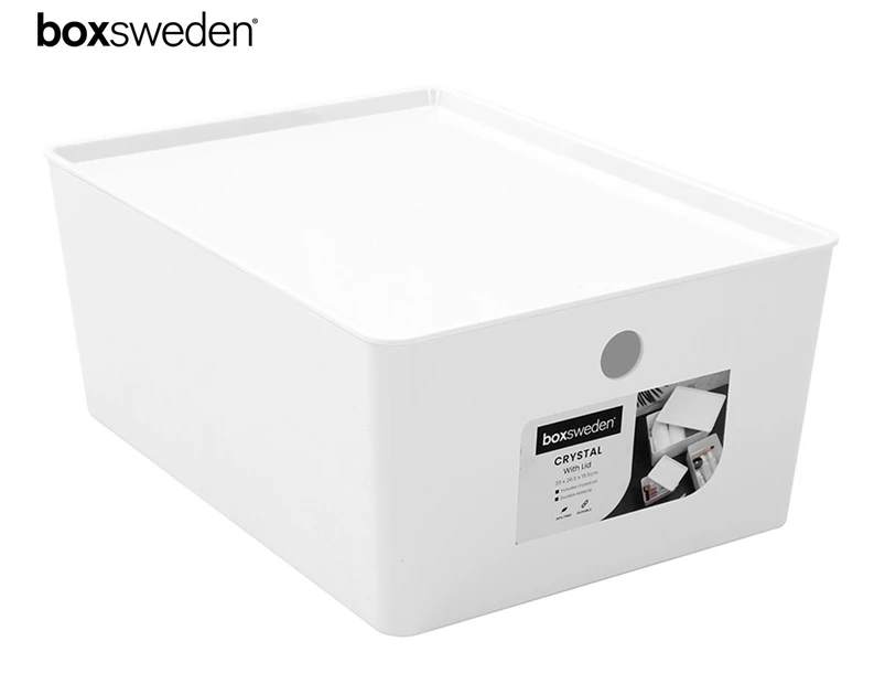 Boxsweden Large Crystal Container w/ Lid - White