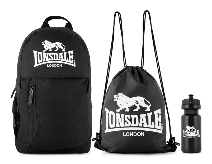 Lonsdale Kenston Backpack Set - Black/White