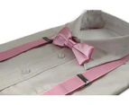 Boys Adjustable Baby Pink 65cm Suspenders & Matching Bow Tie Set Polyester