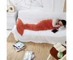 Bestier Mermaid Tail Blanket for Kids Hand Crochet Snuggle Mermaid Sleeping Bag Blanket-Orange