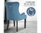 La Bella 2 Set French Provincial Dining Chair Ring Studded Lisse Velvet Rubberwood - Navy Blue