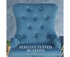 La Bella Navy Blue French Provincial Dining Chair Ring Studded Lisse Velvet Rubberwood