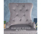 La Bella French Provincial Dining Chair Ring Studded Lisse Velvet Rubberwood - Grey