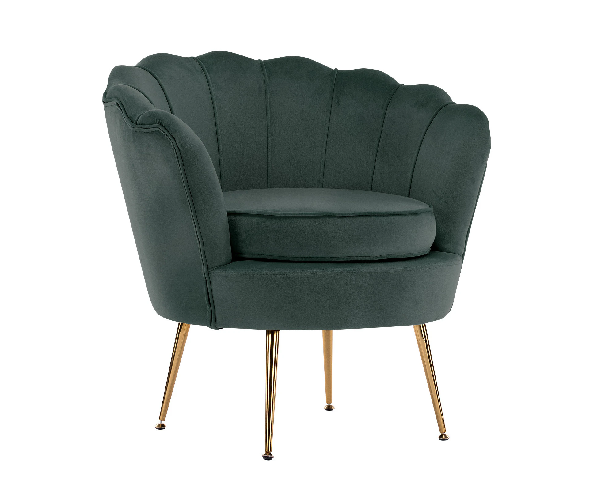 La Bella Shell Scallop Green Armchair Lounge Chair Accent Velvet