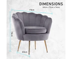 La Bella Armchair Lounge Chair Accent Velvet Shell Scallop - Grey