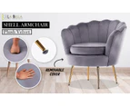 La Bella Armchair Lounge Chair Accent Velvet Shell Scallop - Grey
